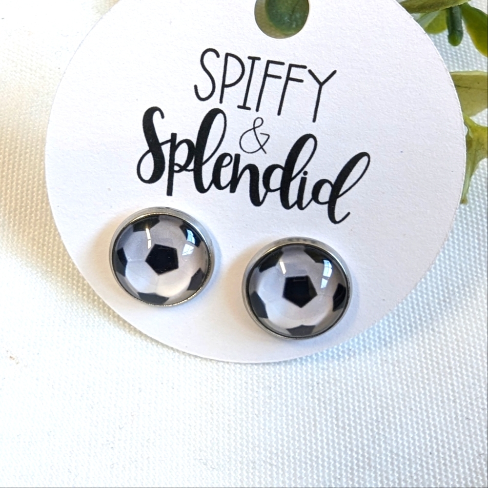 Soccer stud earrings